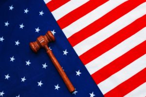 Judge Gavel Against Usa Flag Background